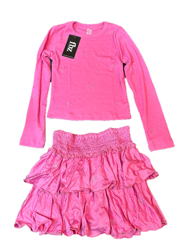 Flowers By Zoe Pink Ruffle Studded Heart Skirt Or Long Sleeve Top