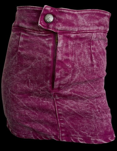 Erge Magenta Denim Skort And Ruffle Tank Set