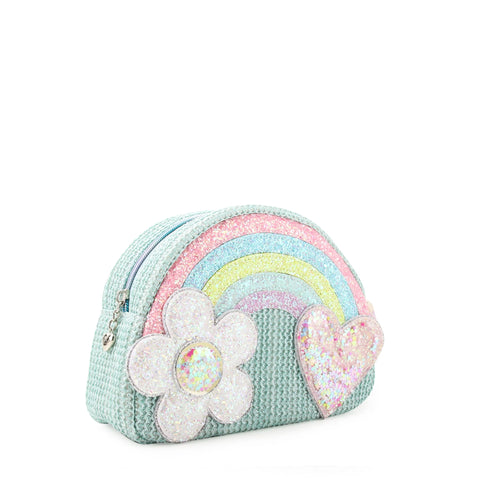 Omg Accessories Straw Aqua Rainbow Pouch