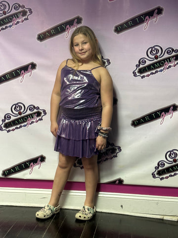 Flowers By Zoe Purple Glitter Metallic Skirt Or Top