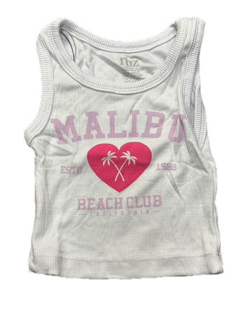 Flowers By Zoe White Malibu Beach Club Ribbed Tank
