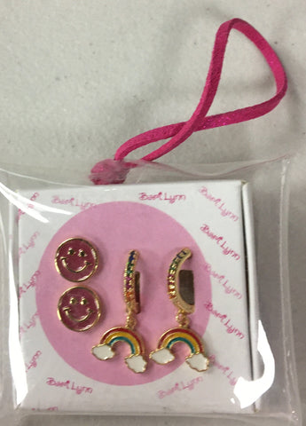 Bari Lynn Rainbow and Smiley Earrings