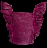 Erge Magenta Denim Skort And Ruffle Tank Set