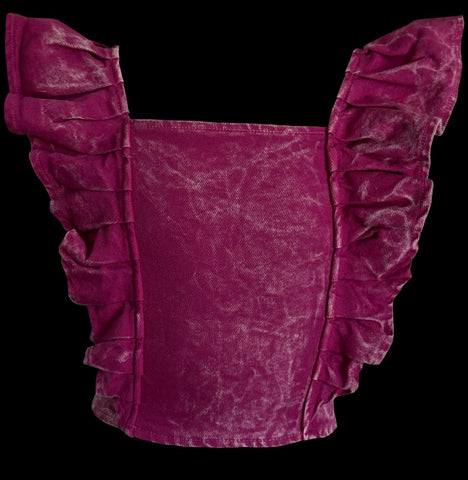 Erge Magenta Denim Skort And Ruffle Tank Set
