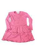 Rose Pink 2 tier long sleeve dress with metallic  gold  hearts