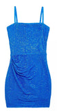 Katie J Junior Maddy Sequin Dress With Side Gather Ocean Blue