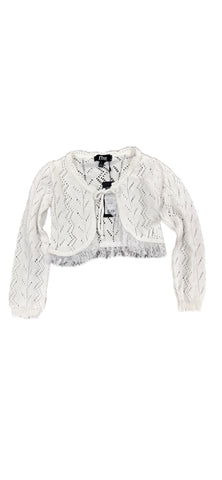 Flowers By Zoe Lace Trim White Cardigan