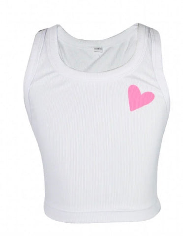 Flowers By Zoe Pink Shorts With White Stripes Or White Tank With Pink Heart