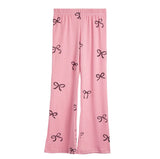 Flowers By Zoe Pink And Black All Over Bow Tank Or Wide Leg Pant