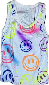Flowers By Zoe Air Brush Neon Smiley Splatter Mesh Short/Tank/Top Or Jacket