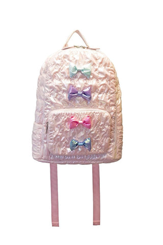 Bari Lynn Puffy Bow Pink Backpack