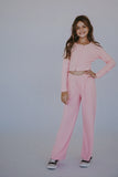 Flowers By Zoe Pink Hacci Button Down Pant Or Cardigan Or Top