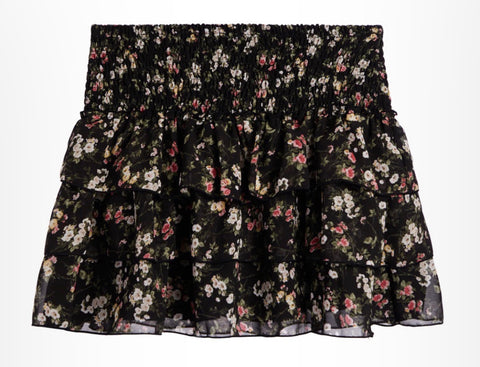 Flowers By Zoe Black  Red Floral Chiffon Skirt