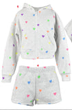 Flowers by Zoe Misty Mini Heart Crop Zip Up Jacket Or Shorts