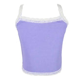 Flowers By Zoe Lavender Shorts With Lace Trim Sides Or Tank With White Lace Trim