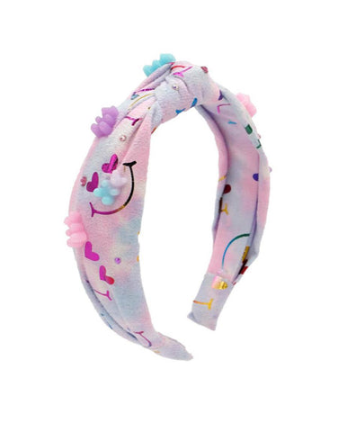 Bari Lynn Shimmer Smiley Knot Headband With Gummy Bears