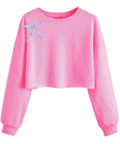 Lux Graphic Baby Pink Bow Sweatshirt