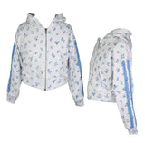 Flowers By Zoe  Blue Lace Trim Floral Zip Up Hoodie  Cami Or Shorts