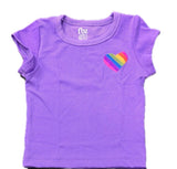 Flowers By Zoe Neon Purple With Stripe Heart  Shorts Or Ribbed Tee Or Ribbed Trim Tank