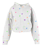 Flowers by Zoe Misty Mini Heart Crop Zip Up Jacket Or Shorts