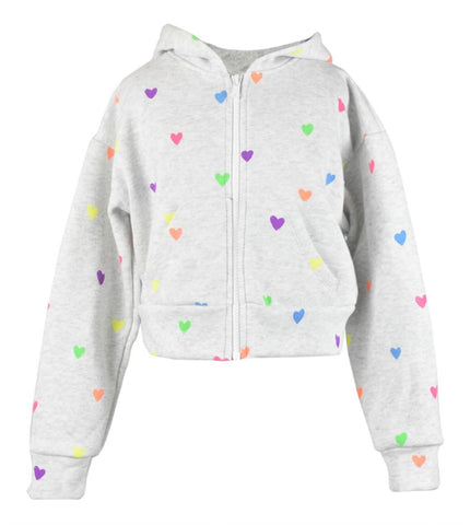 Flowers by Zoe Misty Mini Heart Crop Zip Up Jacket Or Shorts
