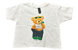 Custom Camp Bear With Cell Shirt On White Shirt Full Length (No Crop)
