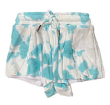 Flowers By Zoe Aqua Tie Dye Ribbed Shorts Or Tank With Pink Peace Sign
