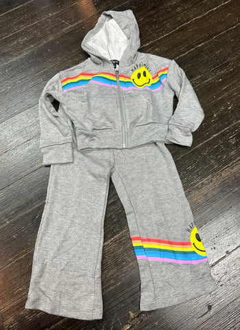 Flowers By Zoe Gray Be Happy Rainbow Zip Up Hoodie or Flare Sweatpants