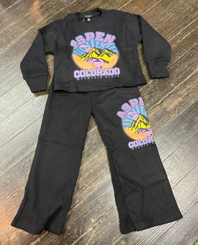 Flowers By Zoe Black Aspen Colorado Thermal Sweatshirt Or Thermal Sweatpants