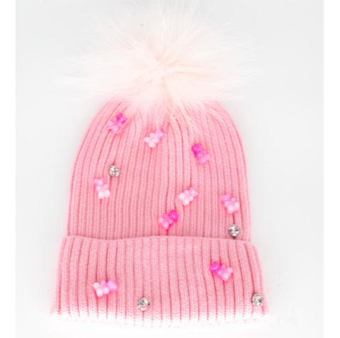 Bari Lynn Gummy Bear Hat With Pom Fur