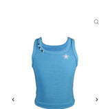 Flowers By Zoe Purple Or Turquoise Star Embroidery Ribbed Tank