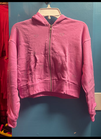 Flowers By Zoe Pink All Over Heart Stones Sweatpants  Or Jacket