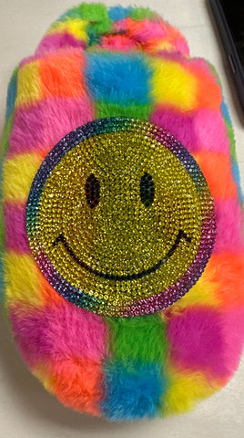 Bari Lynn Crystal Smiley Face Slippers