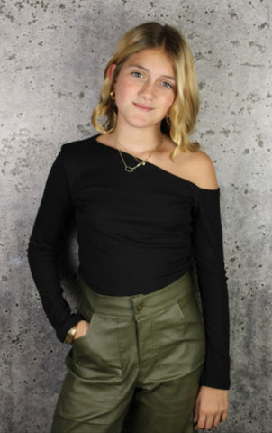IfSo One Shoulder Black Or White Long Sleeve Top