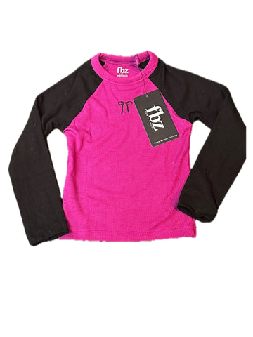Flowers By Zoe Magenta /Black Bow Long Sleeve Top