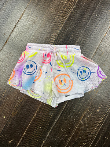 Flowers By Zoe Air Brush Neon Smiley Splatter Mesh Short/Tank/Top Or Jacket