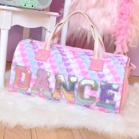 Omg Accessories Dance Heart Printed Large Barrel Duffel Bag