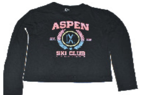 Flowers BY Zoe Black Aspen Ski Club Long Sleeve Top