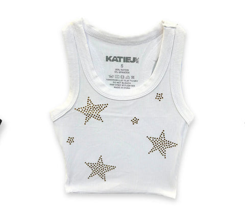 Katie J Tween Ribbed Crop Livi Tank With Stars