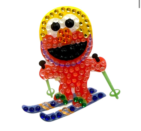 Skiing Elmo Rhinestone  Stickerbean