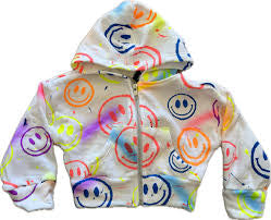 Flowers By Zoe Air Brush Neon Smiley Splatter Mesh Short/Tank/Top Or Jacket