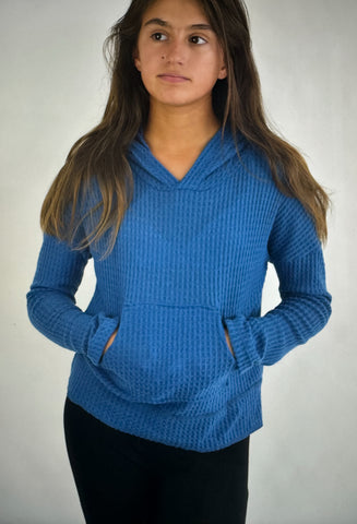 Area Code Deep Turquoise Brushed Thermal Hoodie / Pocket