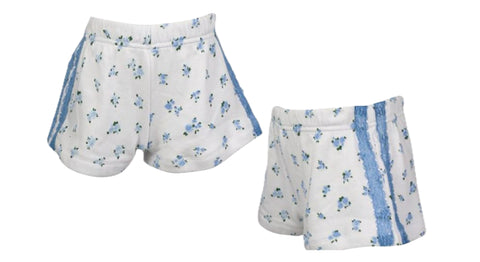 Flowers By Zoe  Blue Lace Trim Floral Zip Up Hoodie  Cami Or Shorts
