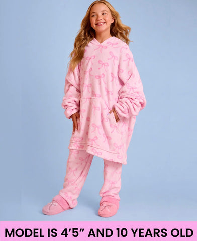 Omg Fleece Oversized Bow Printed Hoodie