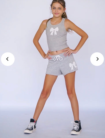 Flowers By Zoe Grey Shorts Or Tank With Bow Patch  White Eyelet Or Sweatshirt
