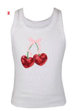 Flowers By Zoe White Ribbed Tank With Cherries 🍒 Or Shorts