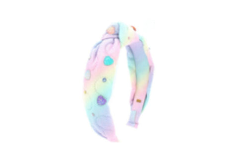 Bari Lynn Crystalized Glitter Tie Dye Heart Knot Headband