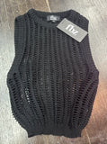 Flowers By Zoe Cotton Open Knit Vest Pink Or Black