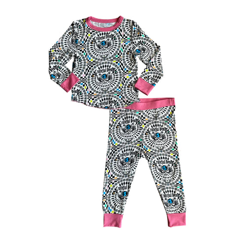 Rowdy Sprout Grateful Dead Pink Long Sleeve Thermal Set Pajamas