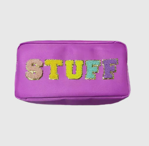 Varsity Collection Nylon Cosmetic Bag Purple STUFF  Chenille